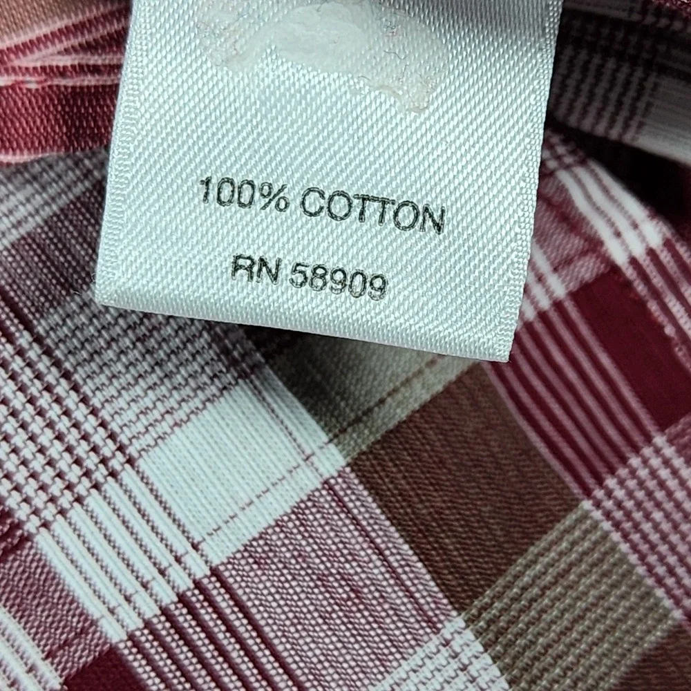 ROWM Button Down Shirt Mens Large Plaid Short Sleeve Cotton Excellent